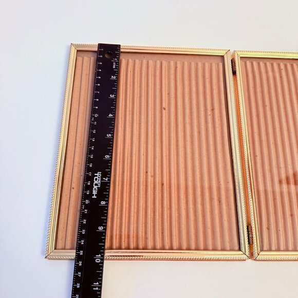 Gold Tone Double Hinged Picture Frame VTG Chic Photos Ornate Edging 8" x 10" - Picture 7 of 13